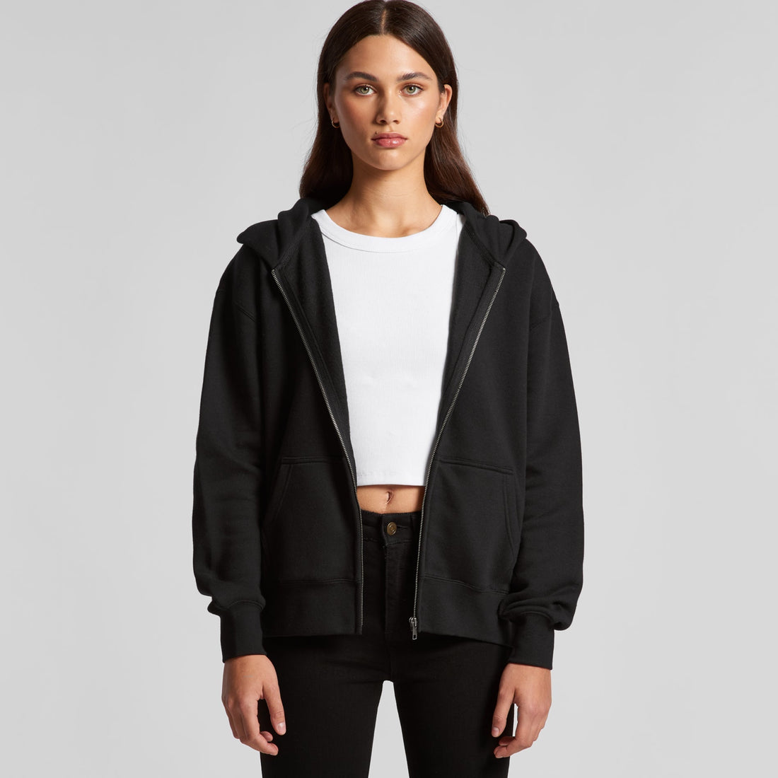Women's Relax Zip Hoodie |  Arena Custom Blanks - Arena Prints - Modeled Shot - Front